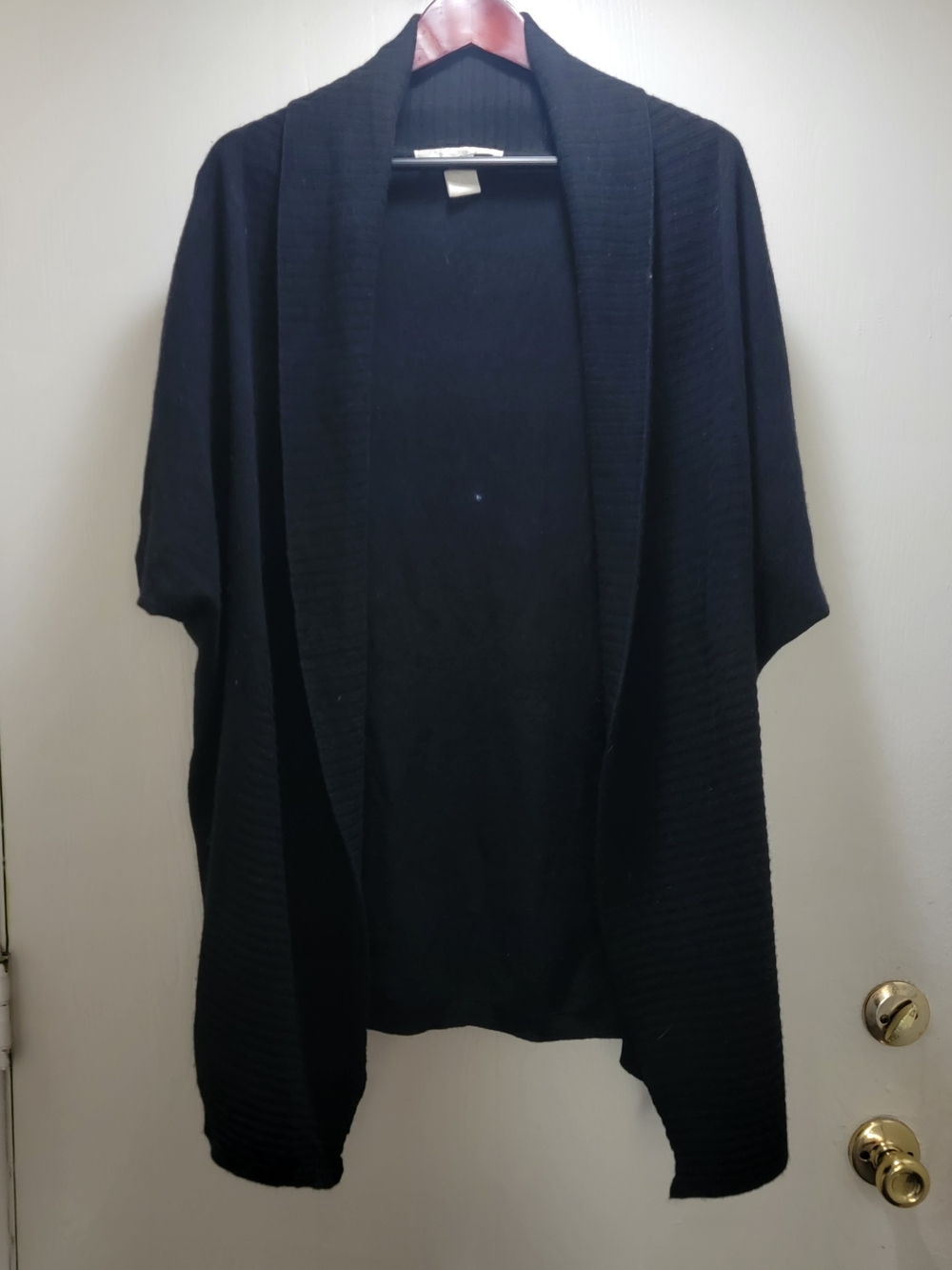 Women's Cashmere Open-Front Shawl Collar Cardigan - Black